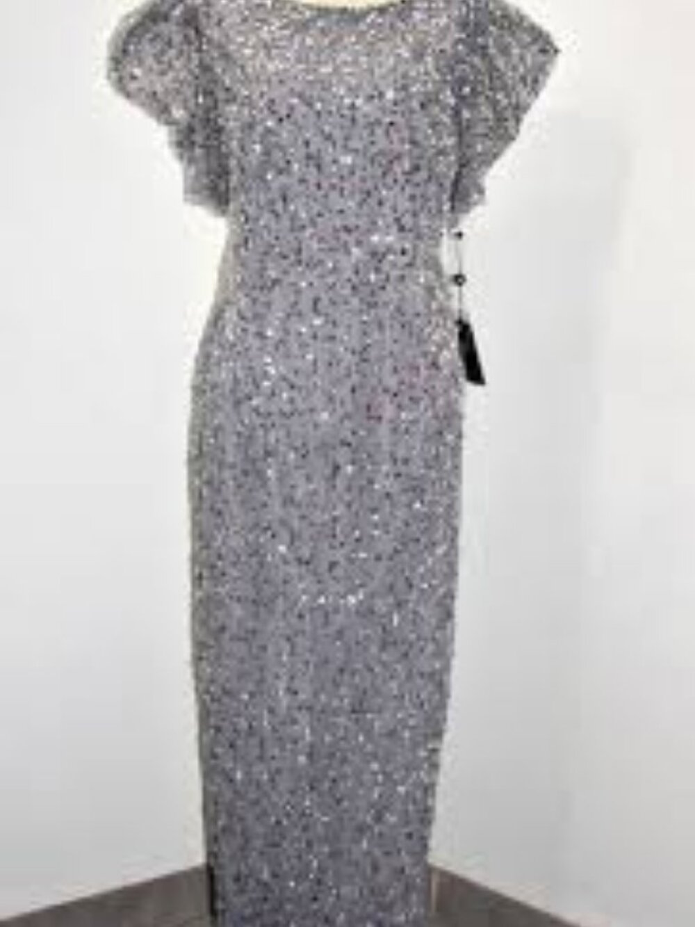 Adrianna Papell Silver-Gray Sequin Midi Dress